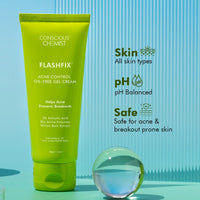 Conscious Chemist® 2% Salicylic Acid Cream | 50g | Acne Spot Corrector | Moisturizer for Oily Acne Prone Skin, Face Cream for Men & Women, Overnight Acne & Oil Control, Itchiness & Redness, Non greasy Gel Cream - Flashfix