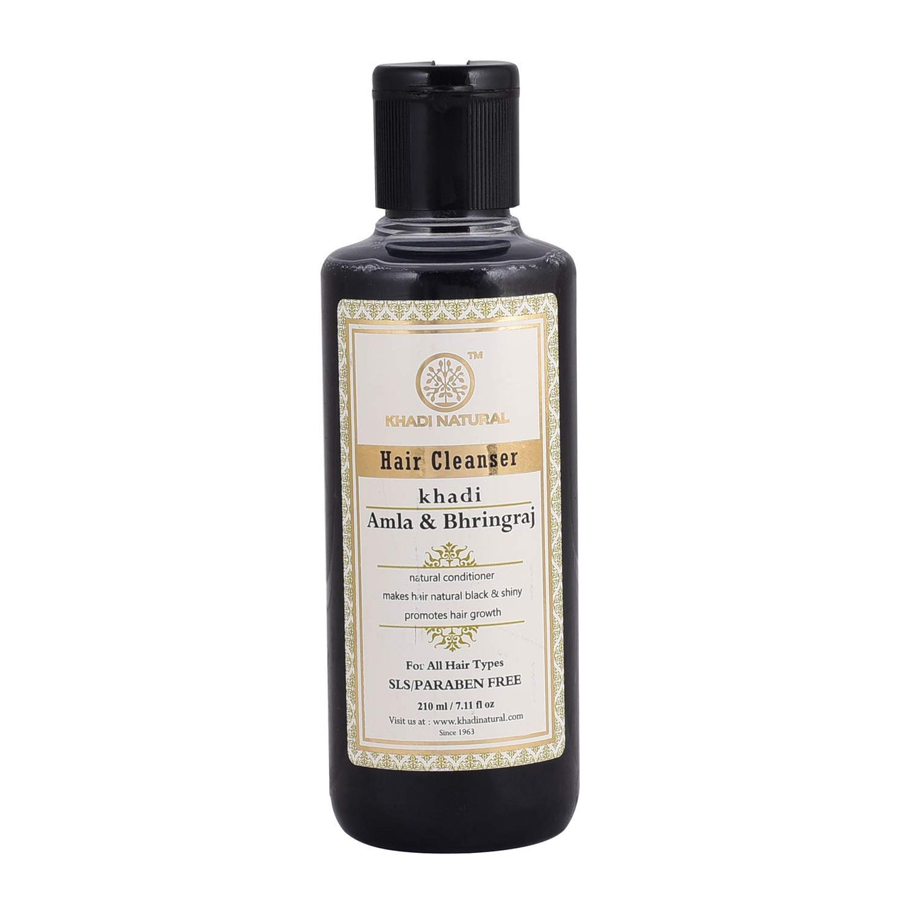 Khadi Natural (TM) Amla and Bhringraj Hair Cleanser(Shampoo), SLS and Paraben Free, 210ml