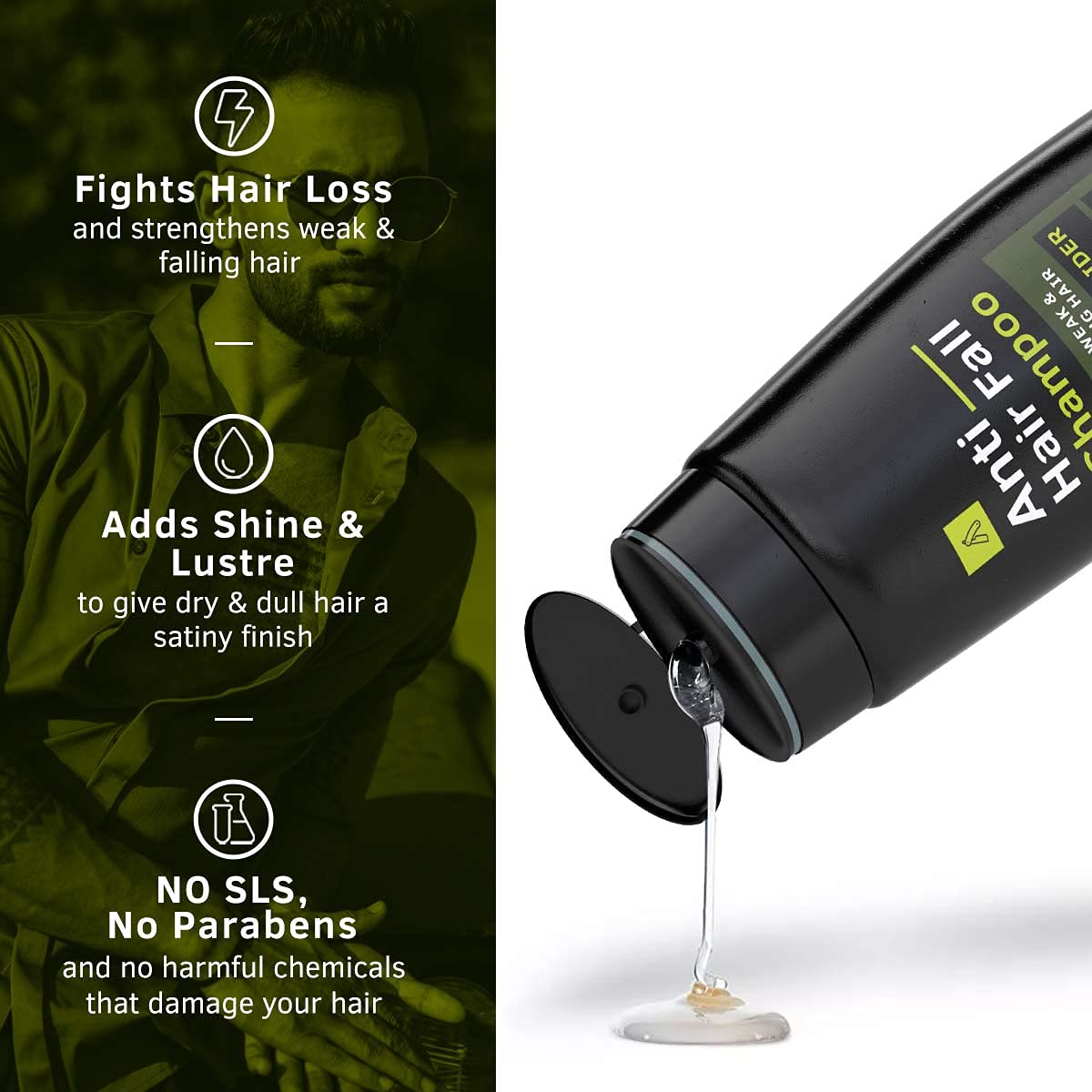 Ustraa Anti Hair Fall Shampoo - 250ml x 2 - Dermatologically Tested, With Apple Cider Vinegar, Stronger Hair & Clean Scalp | Prevents Hairfall | No Sulphates, No Parabens.
