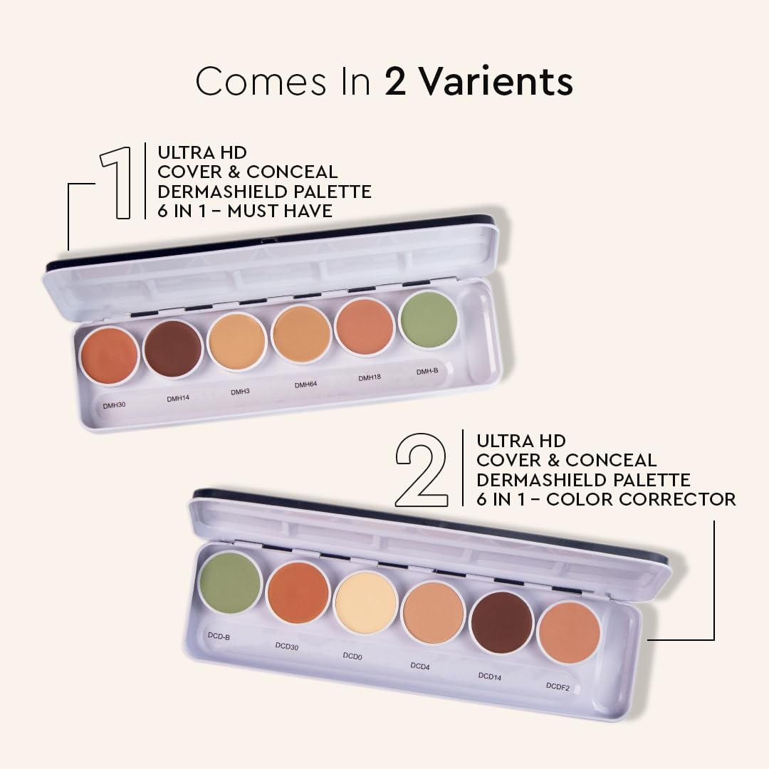 C2P Pro Dermashield 6-in-1 Color Corrector Palette | Cream-Based Concealer Foundation Contour for Oily Skin | Neutralizes Redness Dark Circles Blemishes | High Coverage 21g