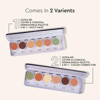 C2P Pro Dermashield 6-in-1 Color Corrector Palette | Cream-Based Concealer Foundation Contour for Oily Skin | Neutralizes Redness Dark Circles Blemishes | High Coverage 21g