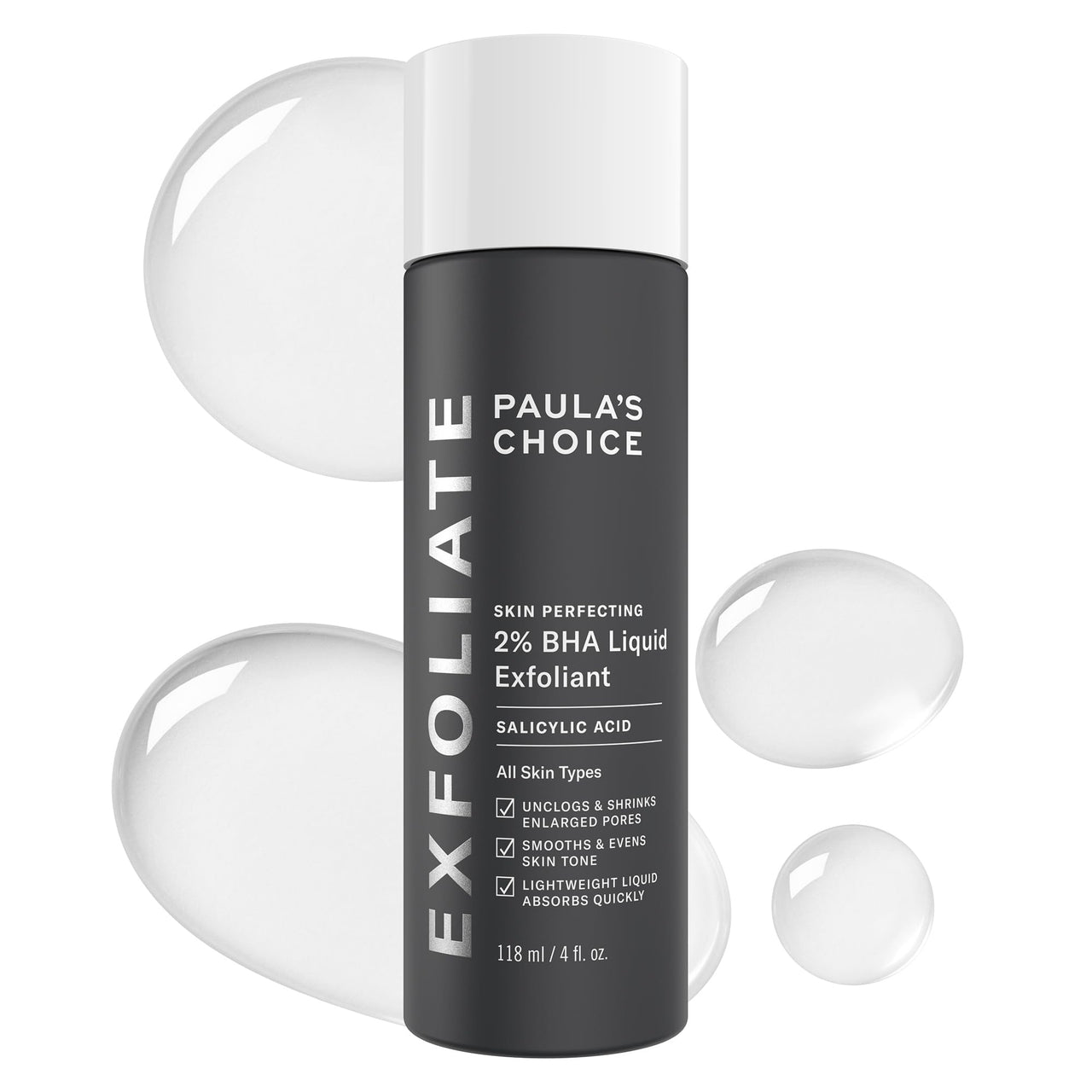 PAULA'S CHOICE PERFECTING 2% BHA Liquid Salicylic Acid Exfoliant-Facial Exfoliant for Blackheads, Enlarged Pores, Wrinkles, Fine Lines- 118 ml Bottle (Model Number: 22010)