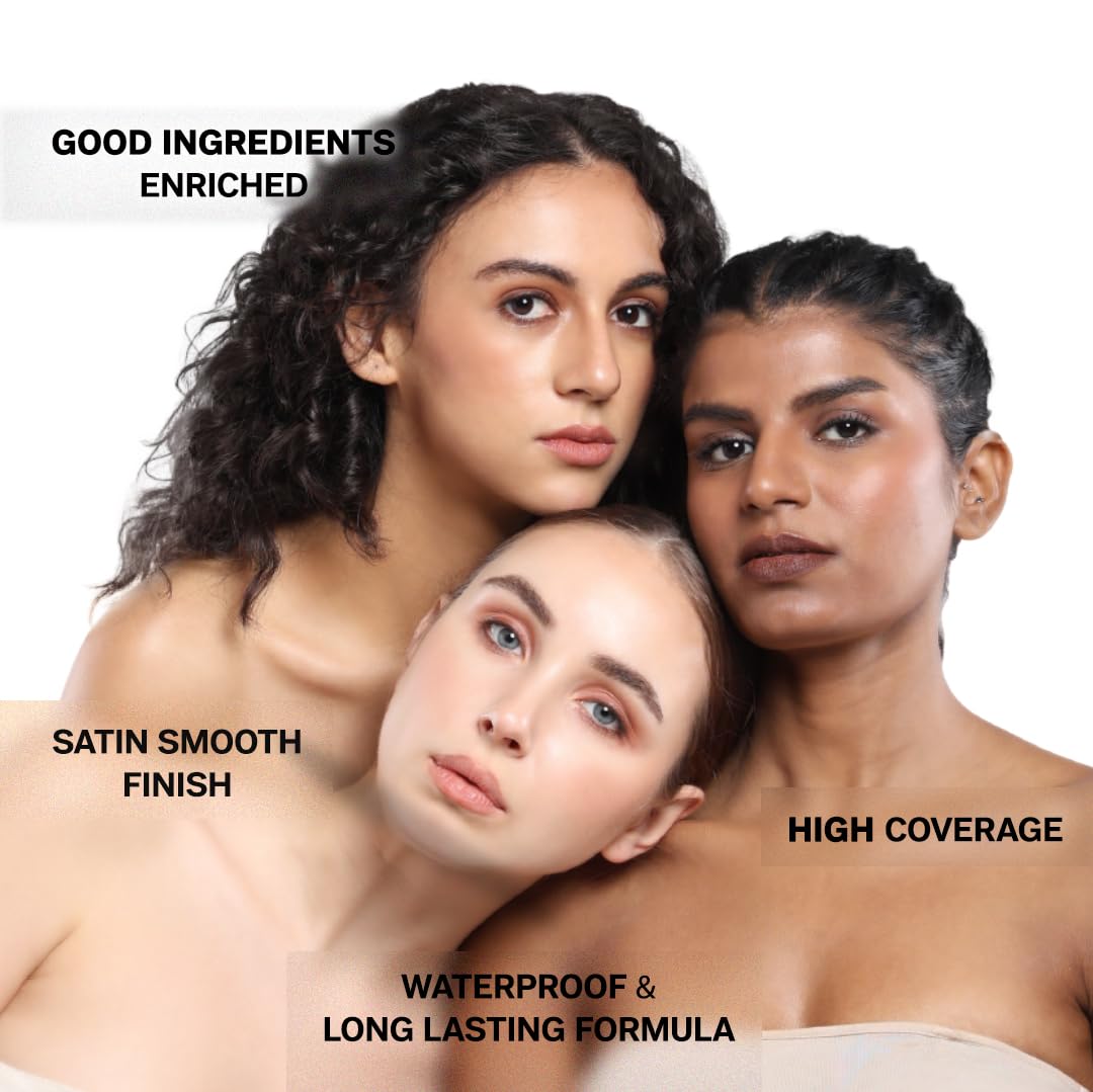 FLiCKA The Base Story Cream Foundation for Face Makeup 8.5gm | Medium to High Coverage | Waterproof & Long Lasting | Smooth & Matte Finish with SPF | All Skin Types | 02 Beige