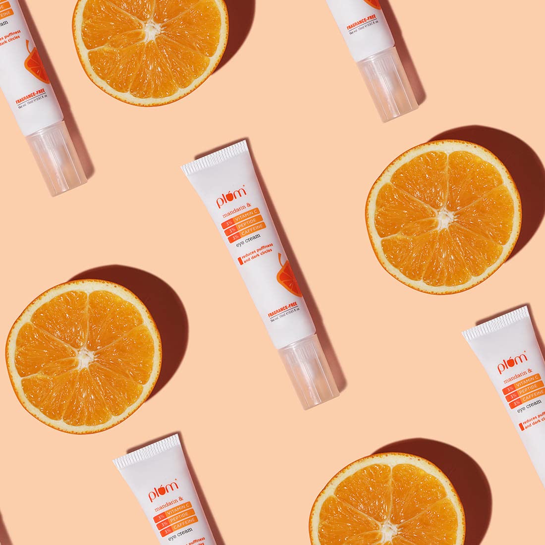 Plum 3% Vitamin C 3% Peptide & 3% Caffeine Eye Cream with Mandarin | Reduces Puffiness & Dark Circles | Improves Firmness & Elasticity| Reduces Fine Lines | Fragrance-Free | 100% Vegan