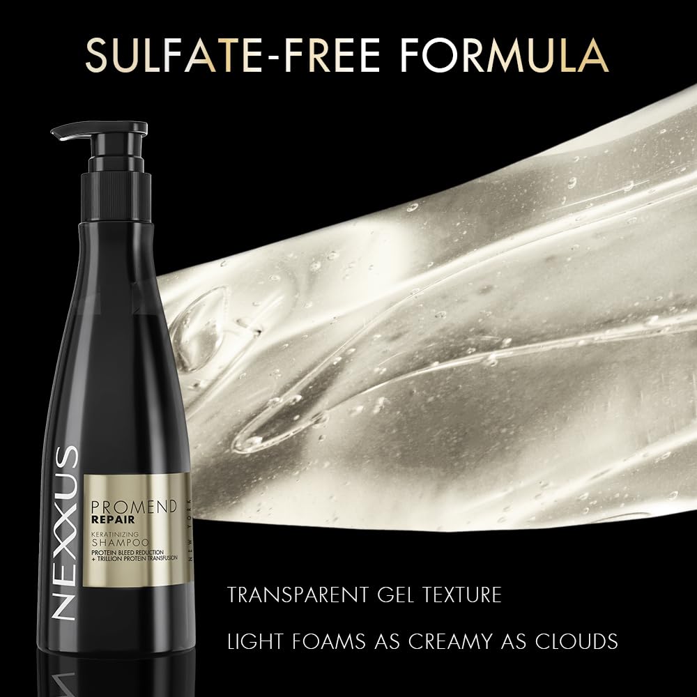 Nexxus Promend Repair Keratinizing Shampoo For Damaged Hair 250ml | 12 X Stronger | 200% Smoother | Crafted with Magnolia Parfum Fragrance Profile