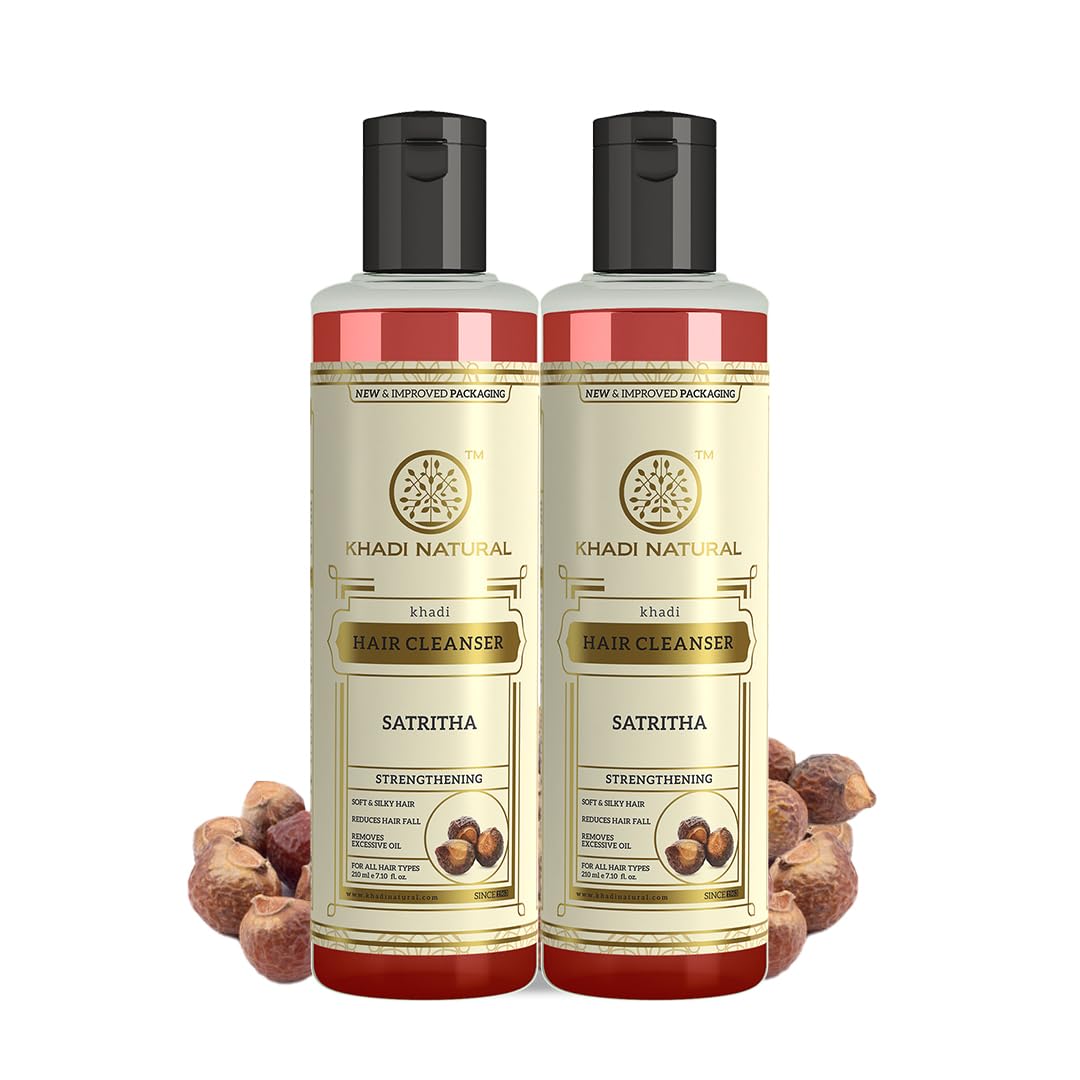 Khadi Natural Satritha Shampoo | Herbal Shampoo for Controlling Hair Fall and Repairing Damaged | Suitable for All Hair Types |Pack of 2 | (210 * 2) (420 ml)