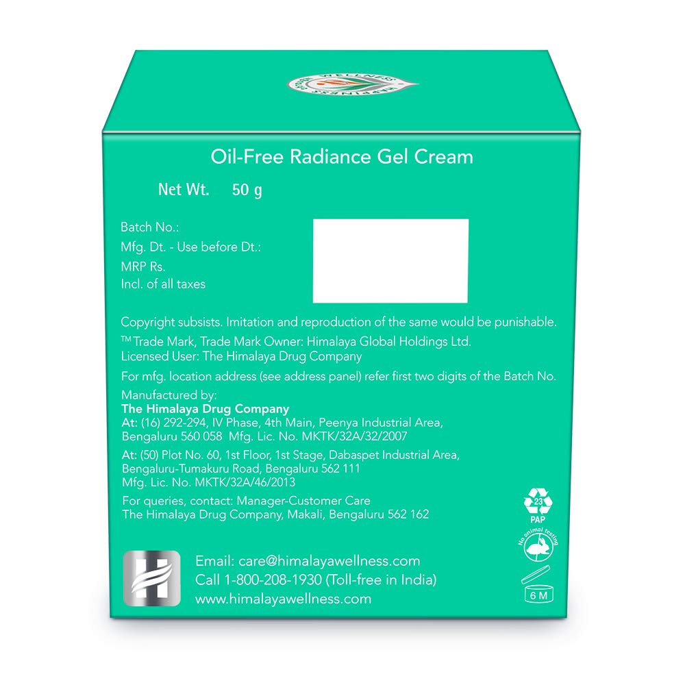 Himalaya Clear Complexion Whitening Day Cream, 50g and Himalaya Oil Free Radiance Gel Cream, 50g