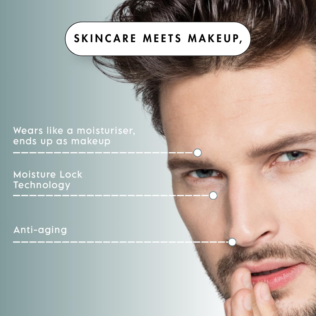 Hues for Him Tinted Moisturizer – With Hyaluronic Acid | Anti- Aging | Color-Adjusting Coverage | BB Cream Fit | Hydrates and Reduces Inflammation | Perfect for Men’s Faces | 30gm