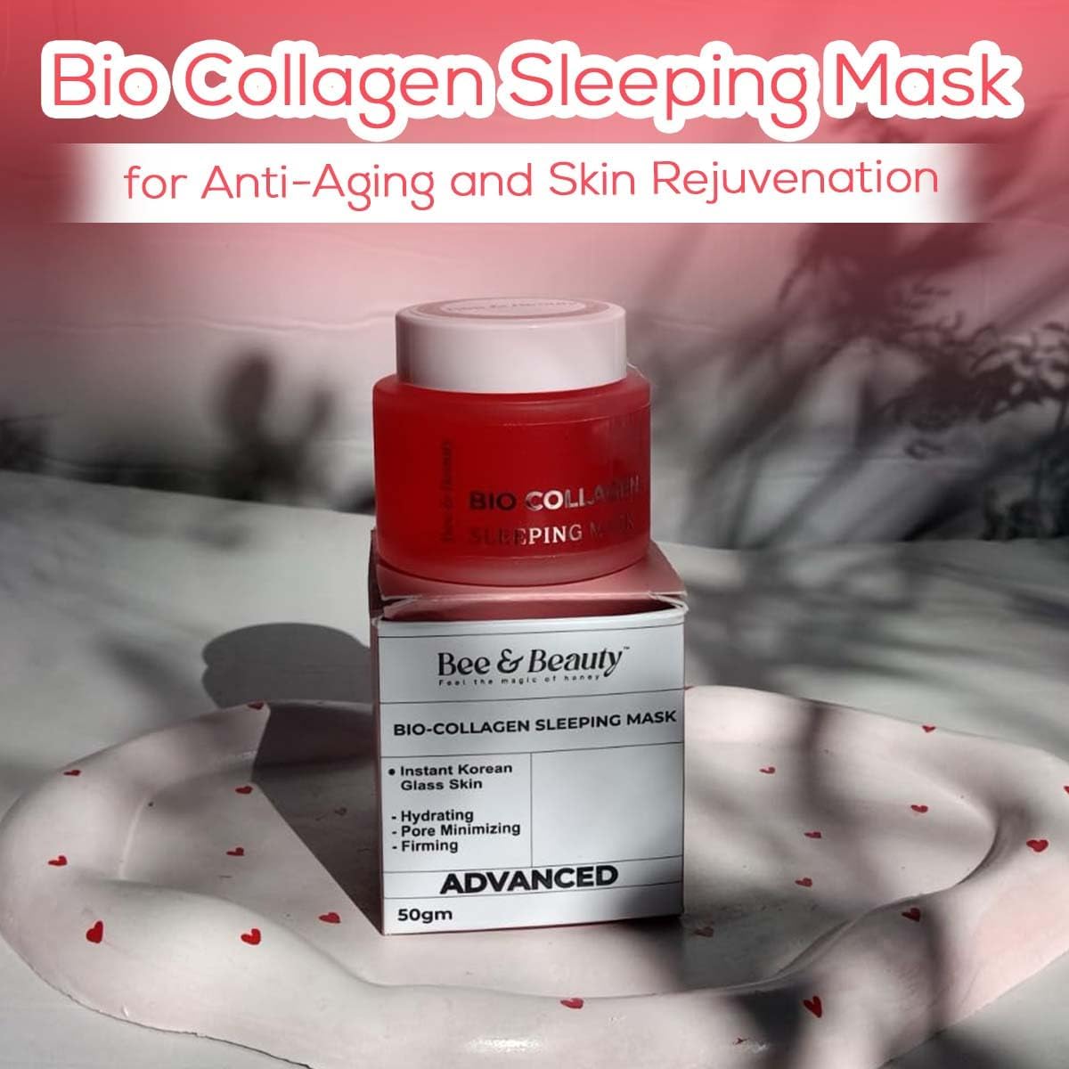 Bee & Beauty Bio Collagen Sleeping Mask For Anti-Aging And Skin Rejuvenation | Overnight Hydrating Collagen Face Mask With Nourishing Ingredients To Firm | Smooth | Repair Skin, 1 count
