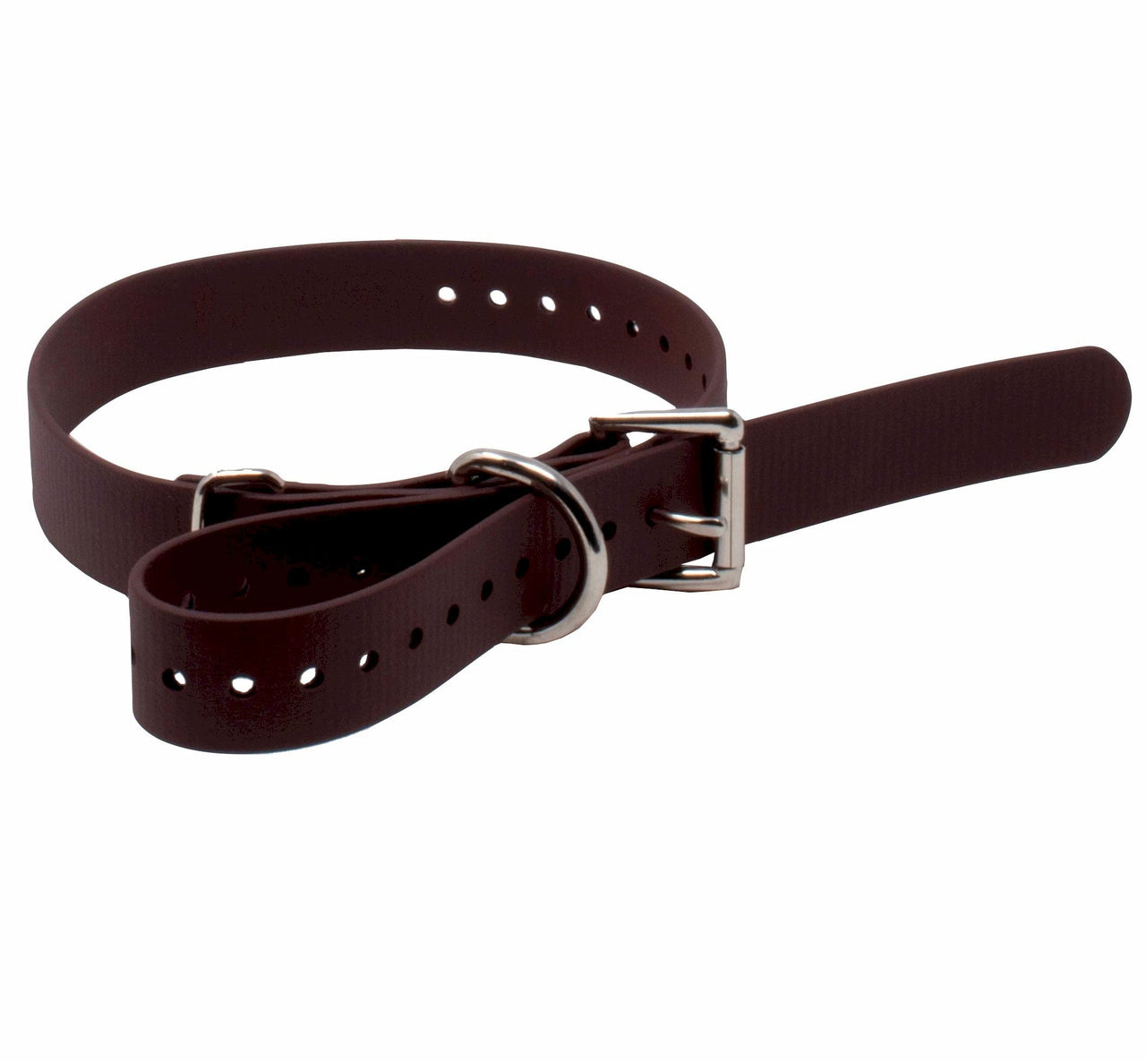 Educator Biothane Dog Collar, Waterproof, Odorproof, Metal Buckle and D Ring, Adjustable for Custom Fit, Cool and Comfortable, for Small, Medium, or Large Dogs, 1-Inch, Brown 1" Wide Fits 800 and 1200 Series