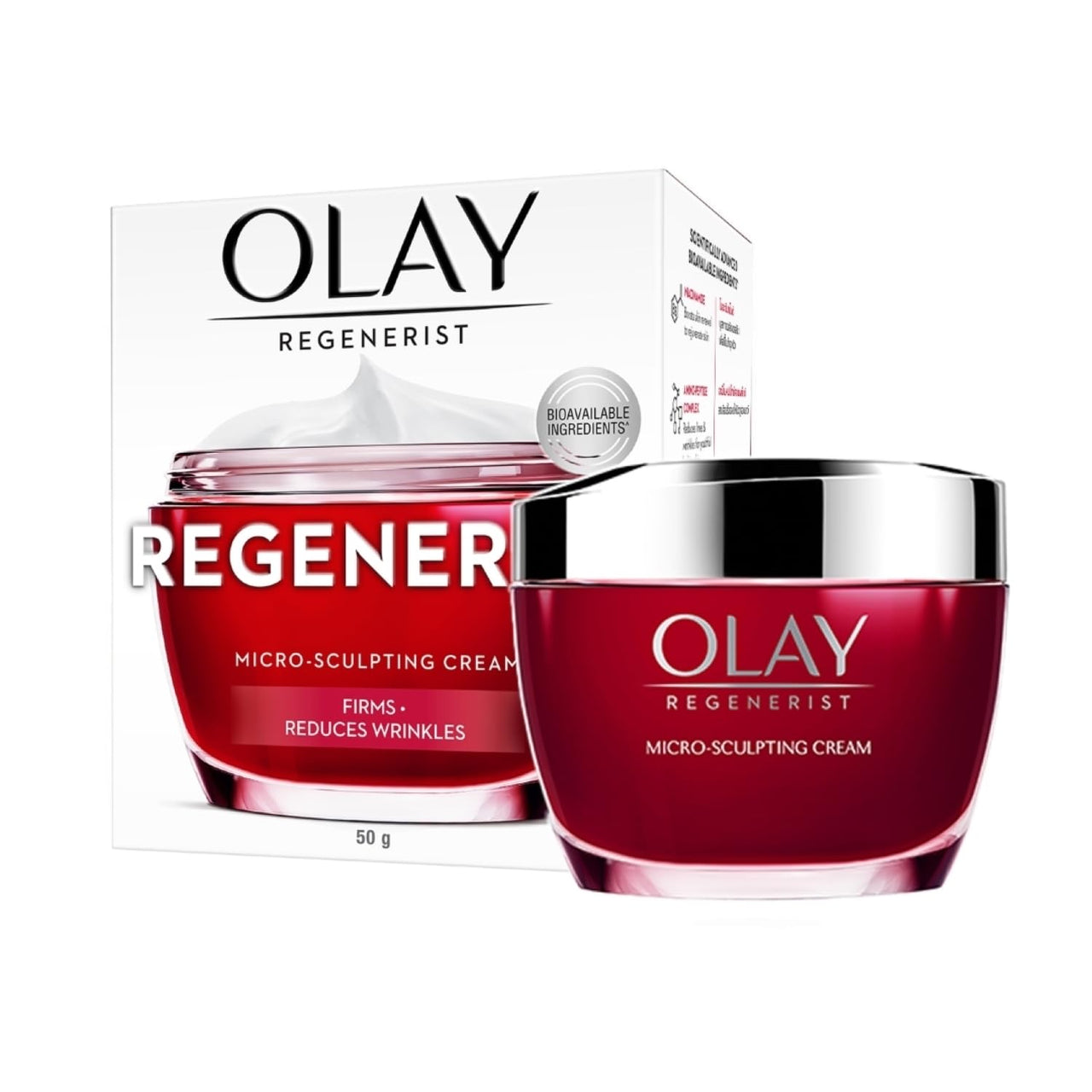 Olay Regenerist Micosculpting Day Cream | Hydrated, Plump, Bouncy Skin | With Hyaluronic Acid, Niacinamide and Peptides | Normal, Oily, Dry, Combination Skin | 50g (Pack of 2)