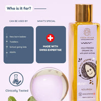 Little Rituals BLACK SESAME - BABY MASSAGE OIL Certified Organic, Wood Cold-Pressed for Skin and Hair with SWISS Plant Actives - 200 ml. Dermatologist Tested by Pediatrics, Mild & Gentle & Safe