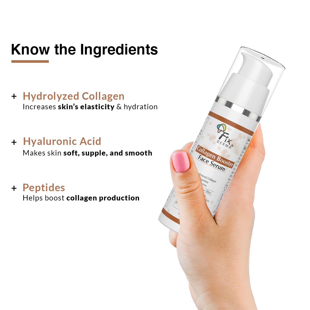 Fixderma Hydrolyzed Collagen Booster Face Serum | Collagen Serum for Face Face, Fine Lines & Wrinkles | Serum for Men & Women | Suitable for All Skin Types - 30g