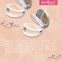 Shryoan 2 in 1 Oil Control Compact Powder| Hides Imperfections, Blends Effectively, Matte Finish With Soft & Silky texture and Pressed Powder for All Skin Types (23g) Shade 01