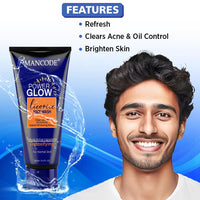 MANCODE Power Glow Face Wash for Men with licorice extract, Best Oil Control Face Wash for Men, Ideal for All Skin, Deep Skin Cleansing, Instant Whitening Boost, Suitable For all Skin Type (100 ML)