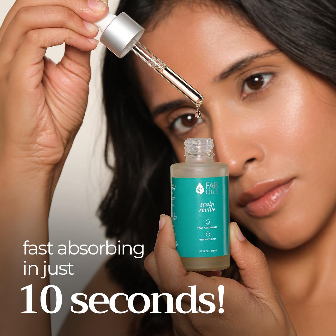 Fab Oils Scalp Revive Hair Oil for Hair Growth & Hair Fall Control | Ultra Lightweight Oil | Clinically Proven | Enriched with Basil & Bamboo | 10-Sec Fast Absorption | 95% Natural | 40 ml