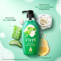 Vivel Aloe Vera & White Rose Scent Shower Gel, 895 ml, Moisturizing Body Wash, with Plant based Cleansers, Body wash Shower Gel for Women & Men, For All Skin Types