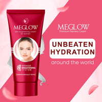 Meglow Skincare Combo Pack of 4- Women's Face Cream (50g) with Vitamin E and Natural Extracts | Instant Glow Face Wash (70g) | Apricot Scrub (70g) with Wallnut Shell Beads| Lip Shiner (15g) For Moisturized Lips | Paraben Free | For Glowing Skin