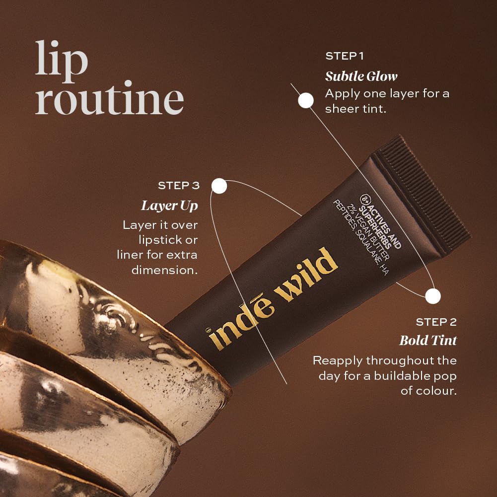 indē wild Caffeine Addict (15ml) Dewy Lip Balm | Lasts for 8+ hours | Hydrating | Coffee Brown | Tinted & Non-Sticky | With Desi Ghee, Peptides, Hyaluronic Acid & Shea Butter | Korean Formulation