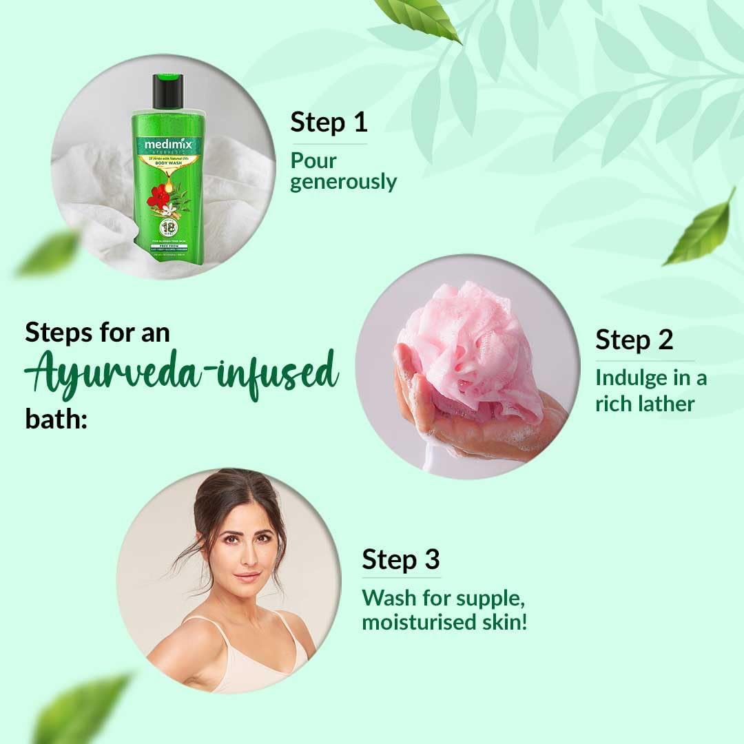 Medimix Ayurvedic Bodywash 18 Herbs & Natural Oils For Healthy & Refreshed Skin | Shower Gel For soft, nourished & glowing skin | Herbal | Paraben-free & Sulphate-free 250ml+50ml Extra