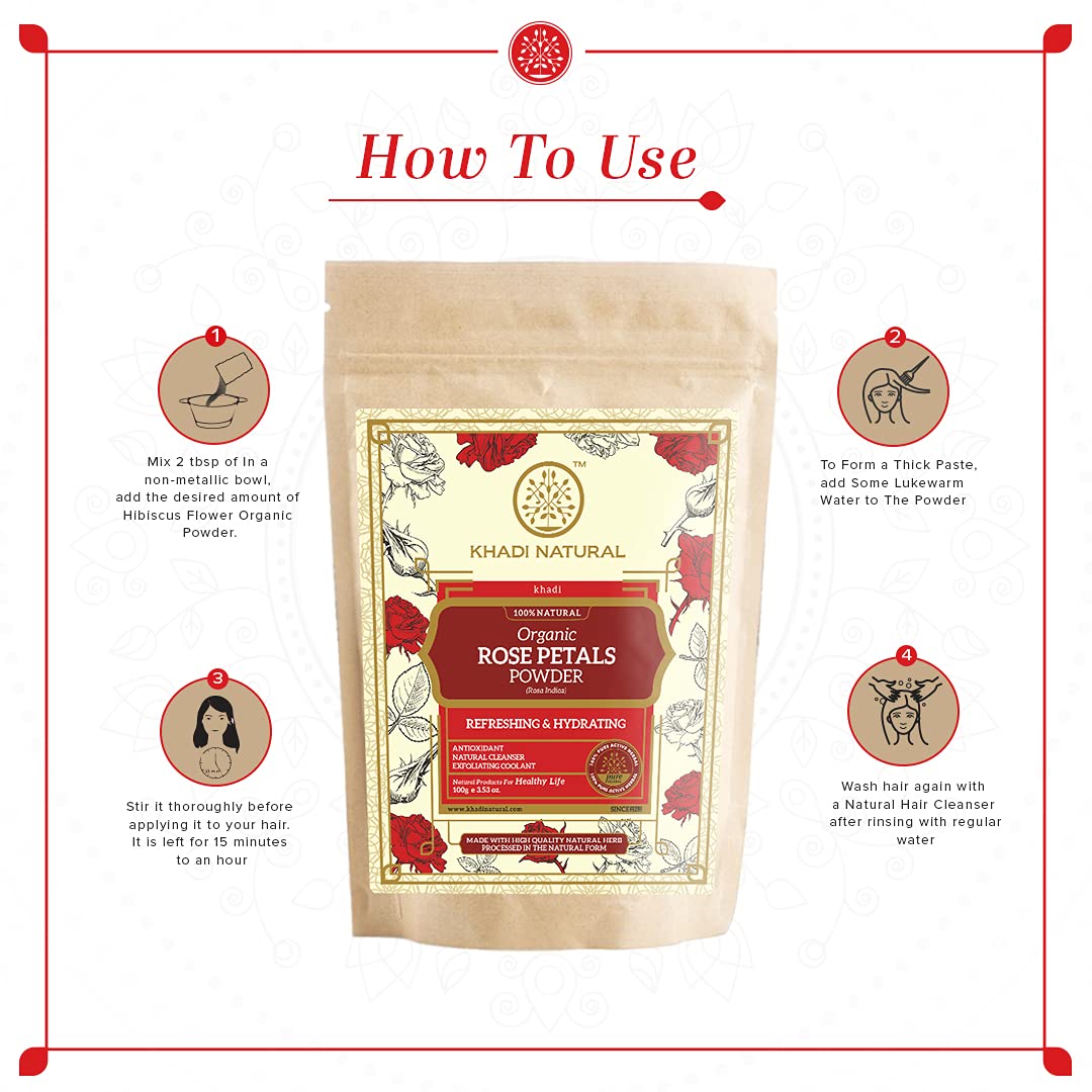 KHADI NATURAL Organic Powder Pack of 2 (Rose Petals + Mulethi) (Net Qt. 2x100) 200gm