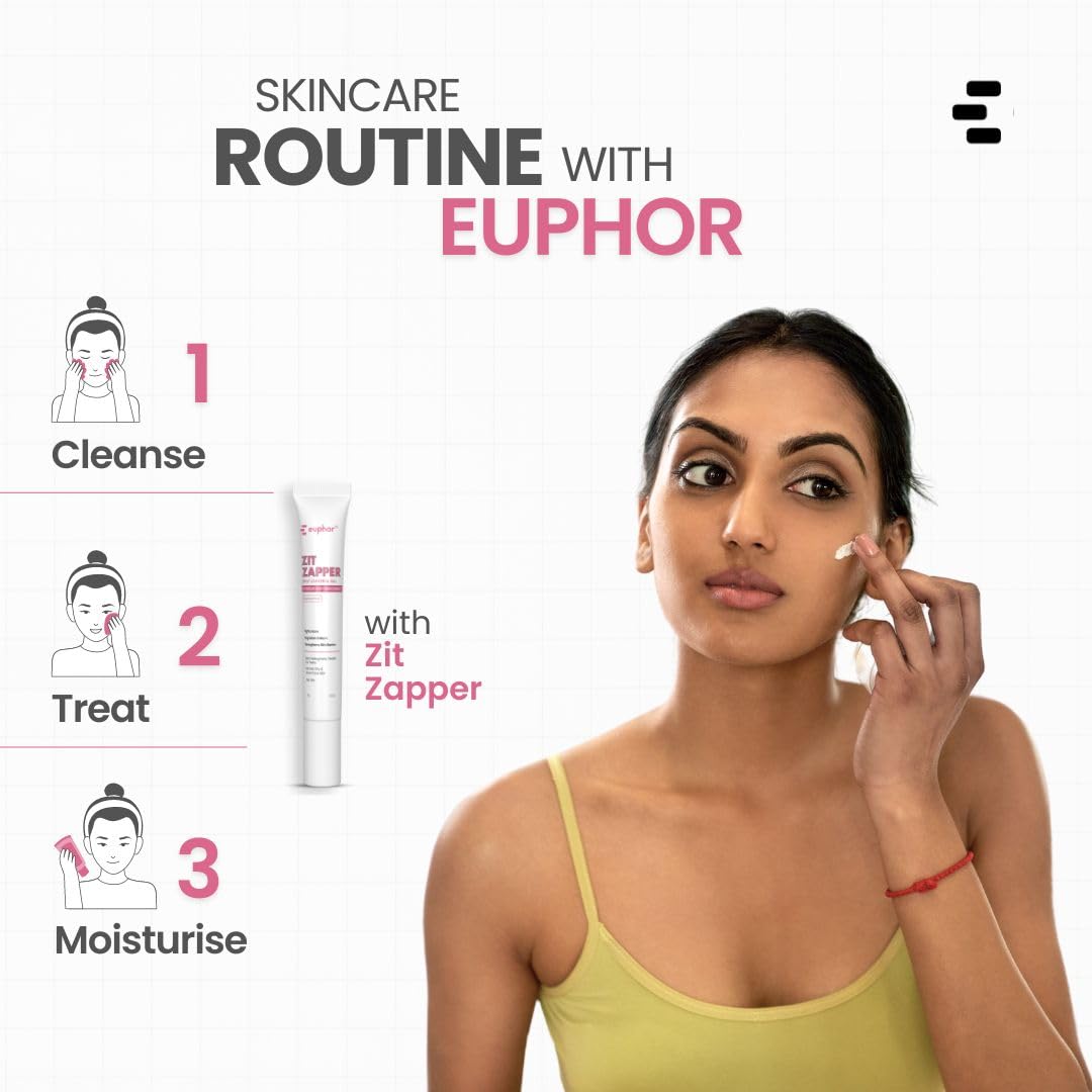 Euphor Teens | Acne Spot Corrector | ZIT ZAPPER Gel | Soothing, Invisible and Non-drying | Anti-Acne, Blackhead remover | Oily and Acne-prone Skin | 2% Salicylic Acid, Neem Extract, Zinc PCA, Niacinamide | PEG-free, Paraben-free, Sulphate-free | For 15yr+