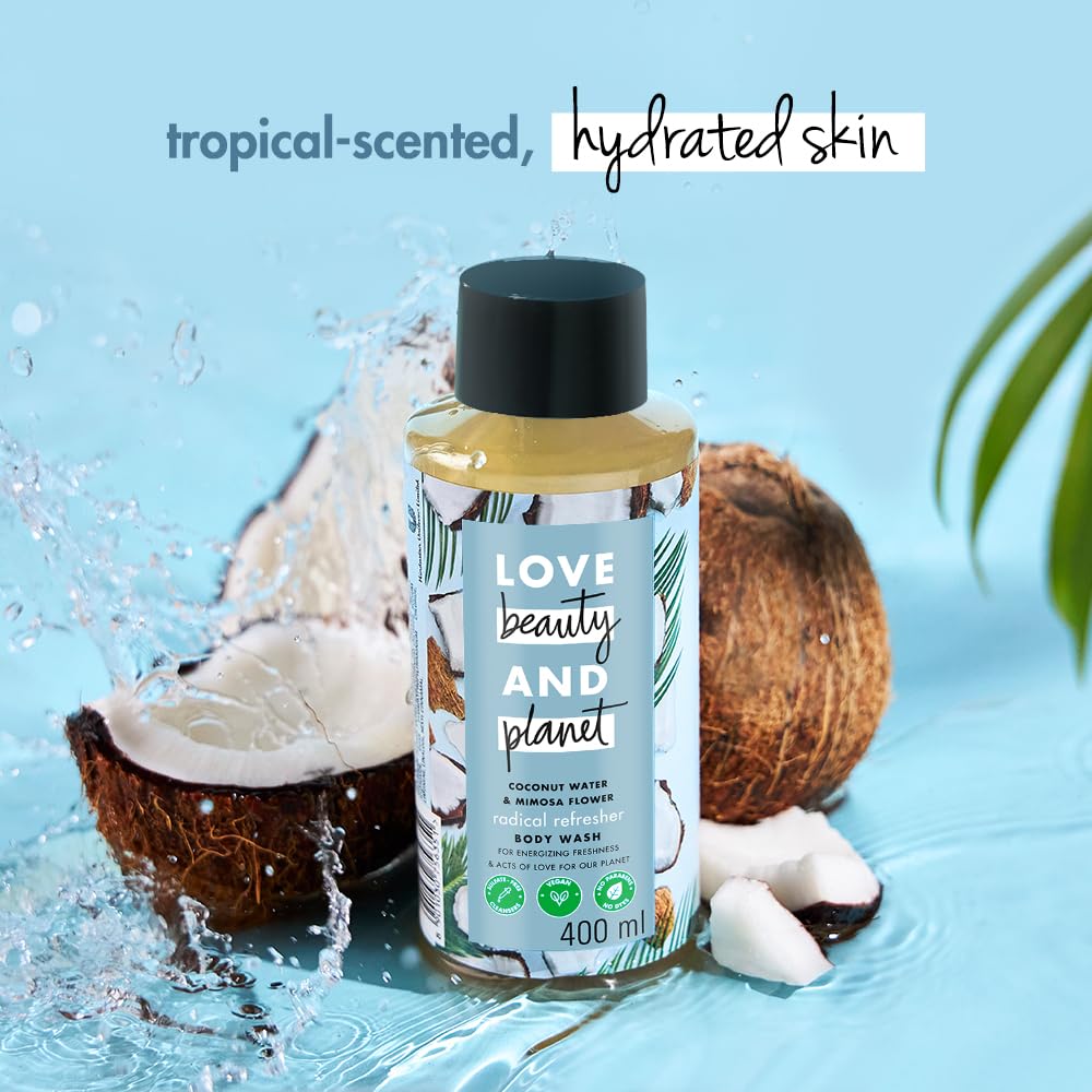 Love Beauty & Planet Coconut Water & Mimosa Flower Hydrating Body WashINatural Shower Gel for Soft Skin,200ml