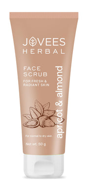Jovees Herbal Apricot & Almond Face Scrub with Almond, Apricot & Wheatgerm Oil For Normal to Dry Skin | Gently Removes dead Skin, Anti-Pigmentation, Tan Removal, Smooth and Clear Complexation 50g