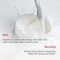 Nat Habit Brightening Milk-Rosehip Bath Soap With Ayurvedic Cold Processed For Scar Reduction, Gentle Exfoliation & Tan (Pack of 2 x 125gm)