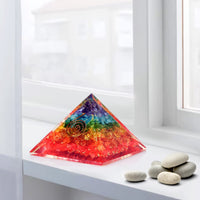 Orgone Pyramid | 7 Chakra Orgonite Pyramid for Meditation & Anti-Stress | Seven Chakra Pyramid Large, Healing Crystal Gemstone Pyramid | Orgone Pyramid Crystal - Handmade In India 7 chara pyramid