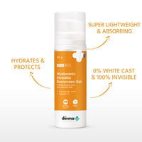 The Derma Co Hyaluronic Invisible Sunscreen SPF 50 Gel For All Skin With Hyaluronic Acid & Vitamin E For No White Cast Sun P, 1 Count