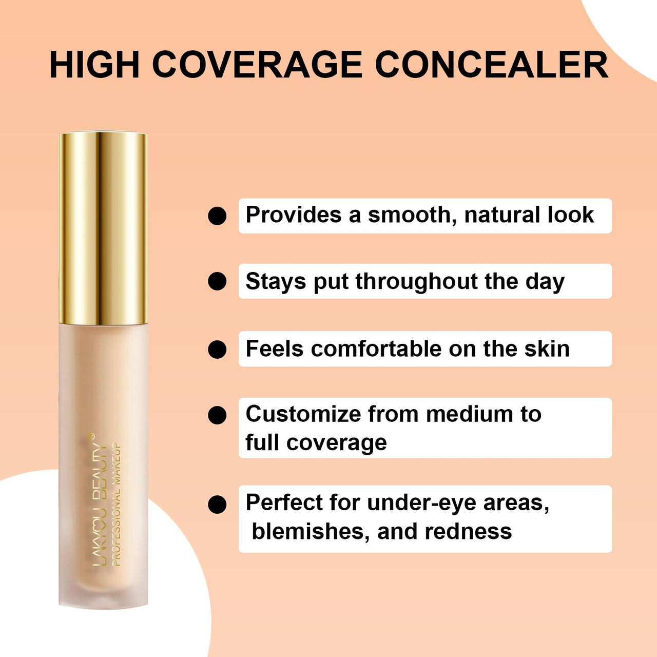 Lakyou Beauty High Coverage Liquid Concealers | Lightweight | Full Coverage | Smooth Finish | Long Lasting | Shade-04(Natural Nude) | 5.5ml