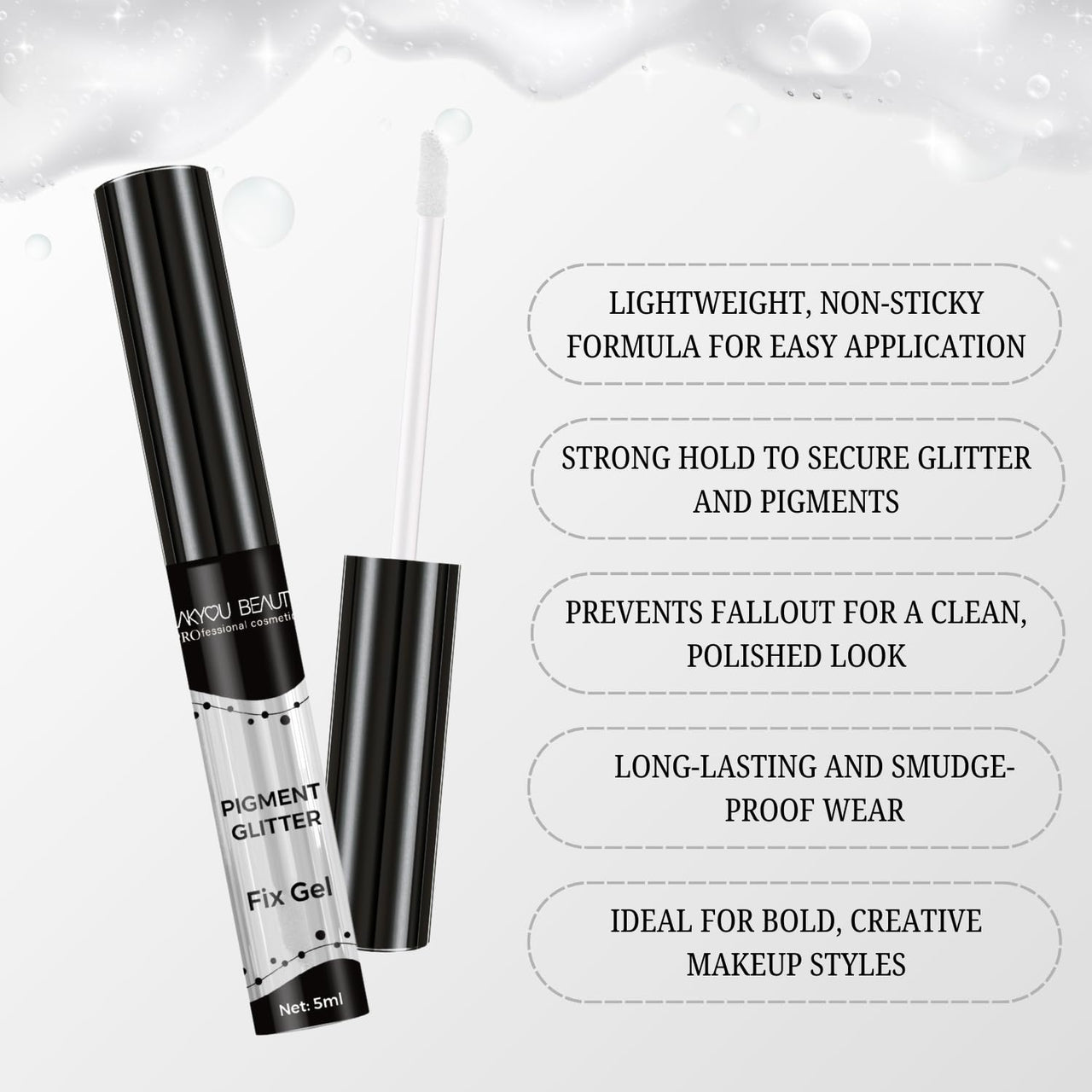 Lakyou Beauty Pigment Glitter Fix Gel | 6ml | Loose Eyeshadow Pigment Fixer