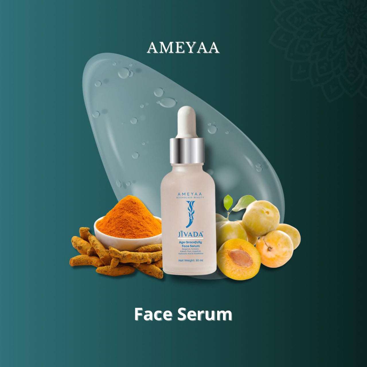 Jivada Face Serum | Vitamin C & Niacinamide for Glowing Skin | Anti-Acne, Brightening & Pore Care | Dermatologist Tested | Sulphate & Paraben Free | For Men & Women | 30ml
