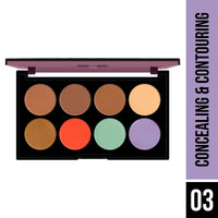 Hilary Rhoda Concealing & Contouring | 8 Shades in Palette | Colour Corrects with High Coverage | Face Palette | Hides Dark Spots & Pigmentation | Buildable Coverage | 12g (Shade-3)