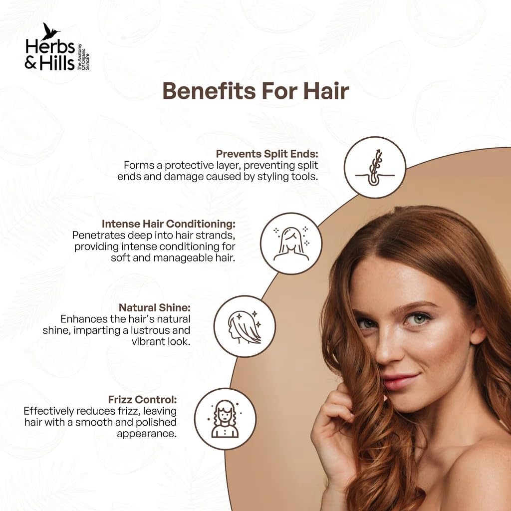 Herbs & Hills Coconut Hair Oil 300ml | Coconut Milk and AnaGain for Strong & Shiny Hair | Oil For Hair Fall, Strength, Damage, Thinning | Healthy, Nourished Hair