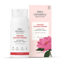Juicy Chemistry Organic Anti Fungal Dusting Powder Fortified with Damask Rose & Jasmine 100g | Talcum Free Powder for Face & Body | Skin Brightening, Matte Finish & Oil Control | For Men, Women & Kids