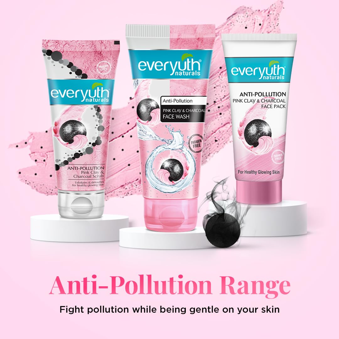 Everyuth Naturals Anti Pollution Pink Clay & Charcoal Face Wash 50g