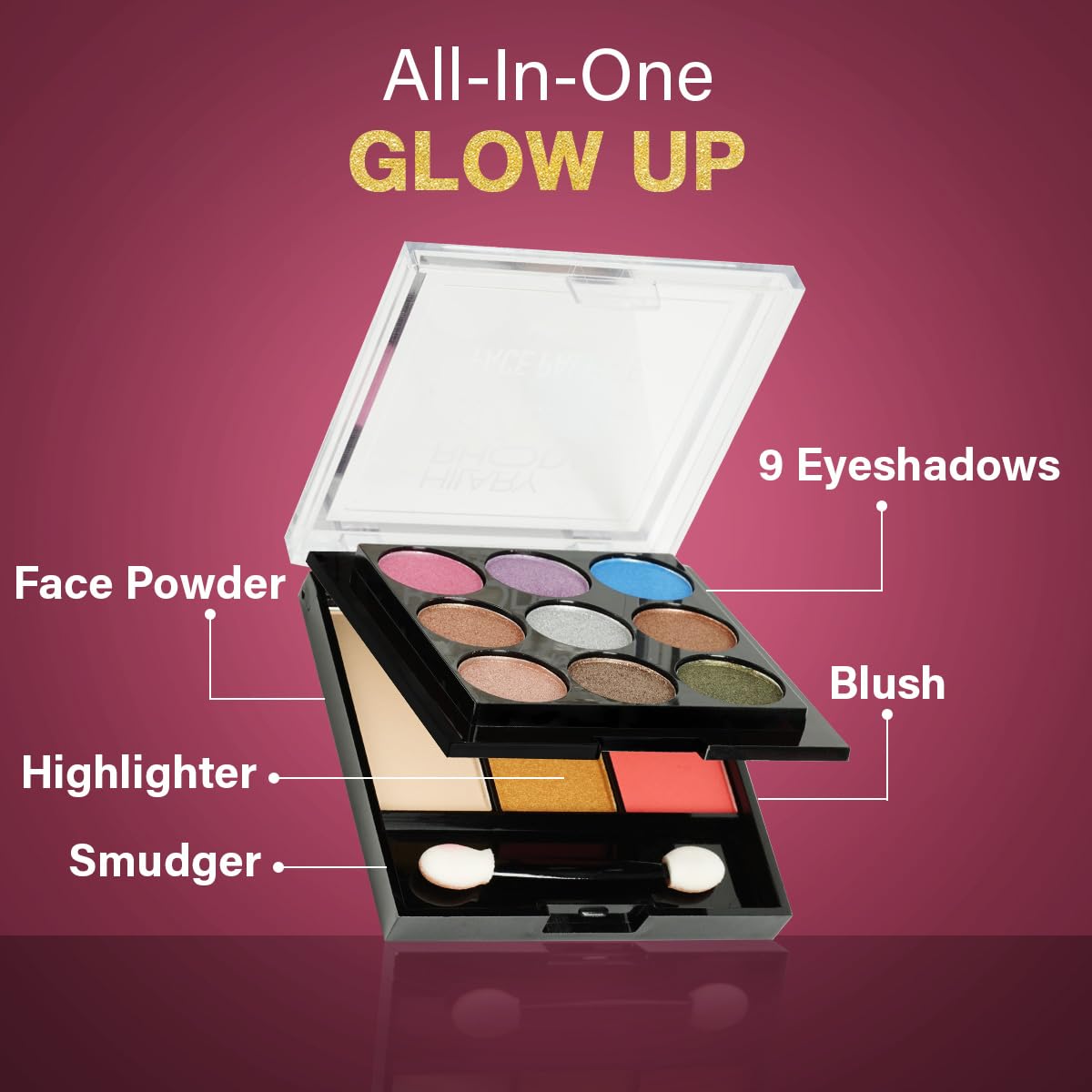 Hilary Rhoda Glow Up Face Palette | Face Palette with Blush, Highlighter, Face Powder & Eyeshadows | Highly Pigmented Face Palette | Available in 4 Variants | 20.6g (Shade 02)
