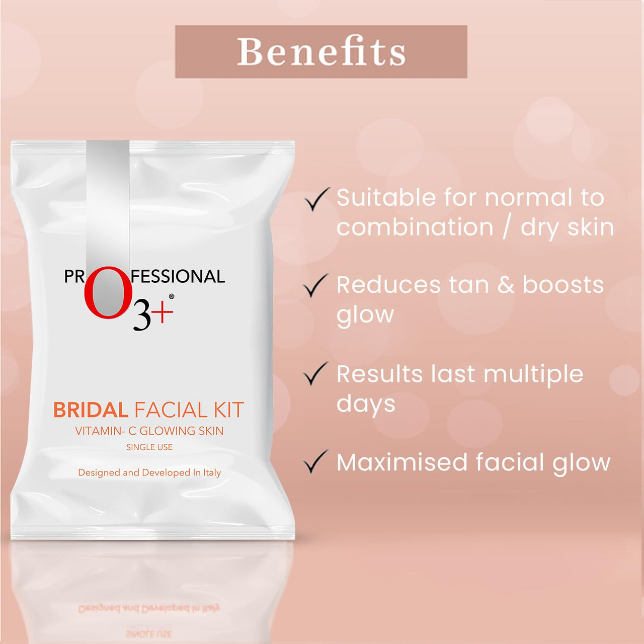 O3+ Radiance Skincare Combo With Bridal Facial Kit Vitamin C Glowing Skin 136g & UVA UVB Ultra Light Sunscreen With SPF50 PA+++ 75g |All Skin Type