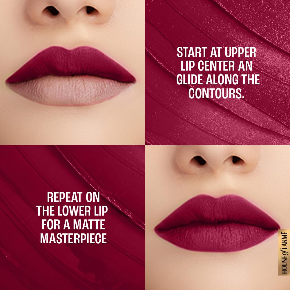 Lakmé 9 To 5 Primer + Matte Lipstick, Matte Finish, Lightweight Lipstick, Lasts For 16Hrs, Nourishes Lips & Great For Daily Use, Deep Wine, 3.6G (Pack of 2)