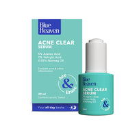 Blue Heaven Acne Clear Face Serum for Women with 5% Azelaic Acid +1% Salicylic Acid + 0.5% Nutmeg oil | Kills Acne Causing Bacteria| Acne Treatment & Pore Minimizing Face Serum, 20ml