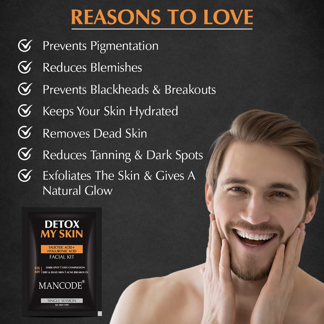 Mancode Detox My Skin Facial Kit For Men | Salon-Like Glowing Skin In 6 Easy Steps | Improves Skin Texture | Instant Glow | Suitable For All Skin Types - 2 x 58 G (Pack of 2)