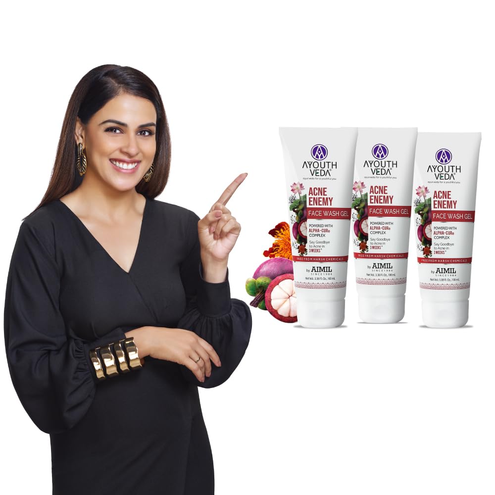 Ayouthveda Acne Face Wash Gel for Pimples & Oily Skin | Anti Acne & Pimple Control | Suitable for All Skin Types | Pack of 3 (100 ml Each)