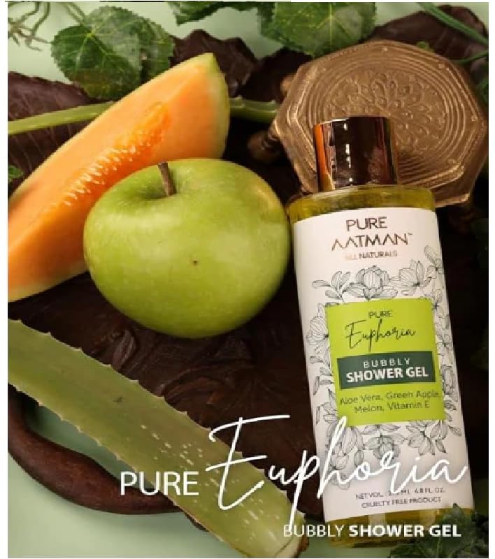 Pure Aatman Green Apple & Aloe vera Rejuvenating Body Wash For Women & Men,Deeply Nourishing Shower Gel, 200ml