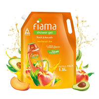 Fiama Body Wash Shower Gel Peach & Avocado, 1.5L Bodywash Refill Value Pouch for Women & Men with Skin Conditioners for Soft & Moisturised Skin, Suitable for All Skin Types