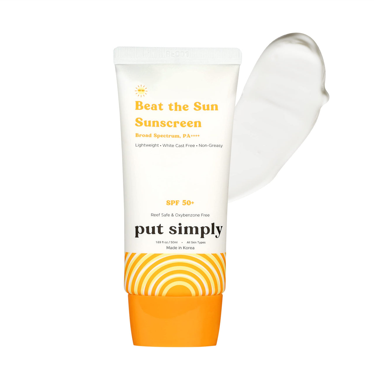Put Simply Korean BroadSpectrum Sunscreen SPF 50 PA++++ | For Dry, Oily & Sensitive Skin | Niacinamide & Ceramides | No White-Cast, Lightweight, Non-greasy & Photostable | For Men & Women | 50 ml