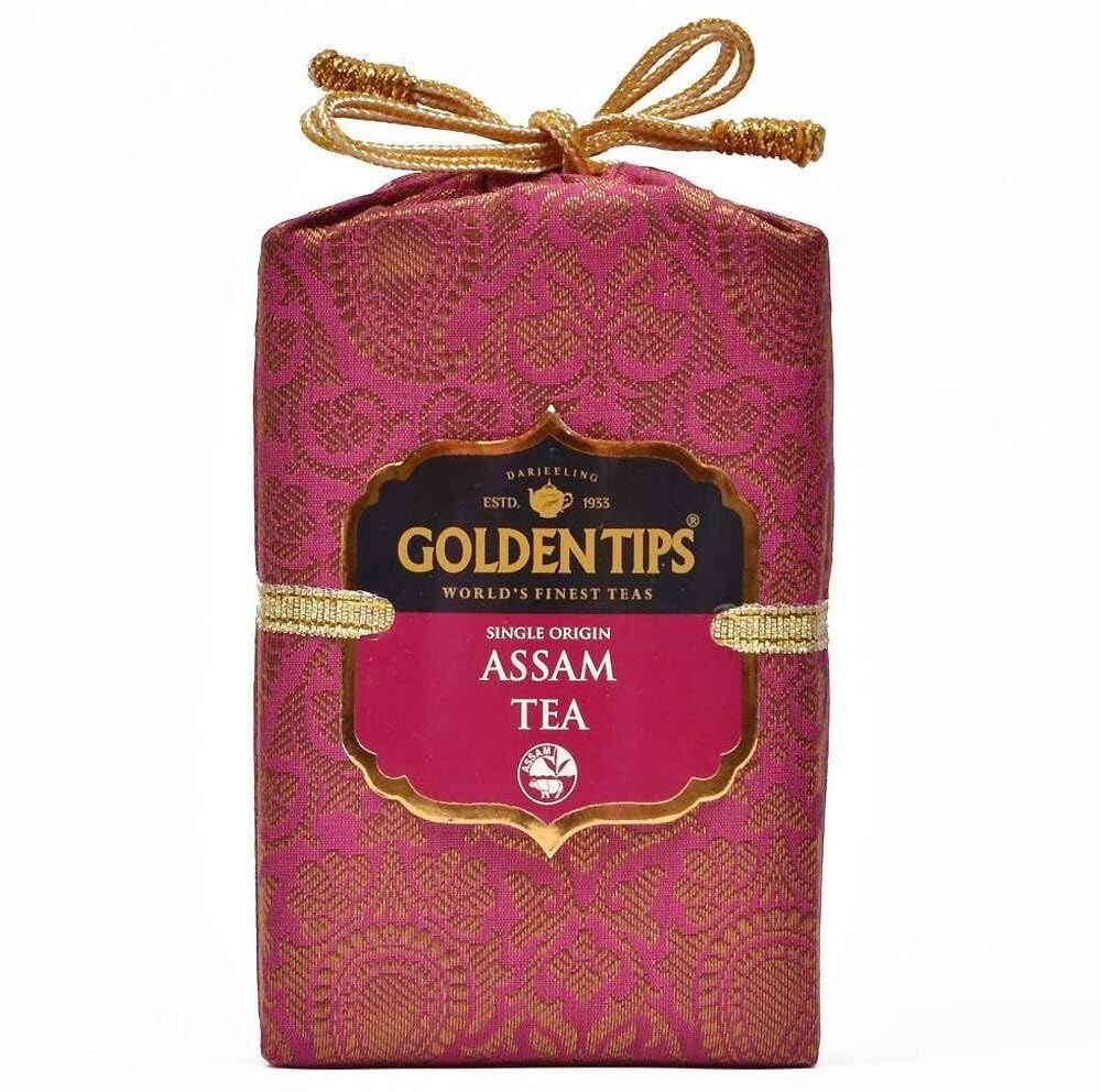 Golden Tips Pure Assam Black Tea Loose Leaf Brocade Bag (200 Gram, 100 cups)