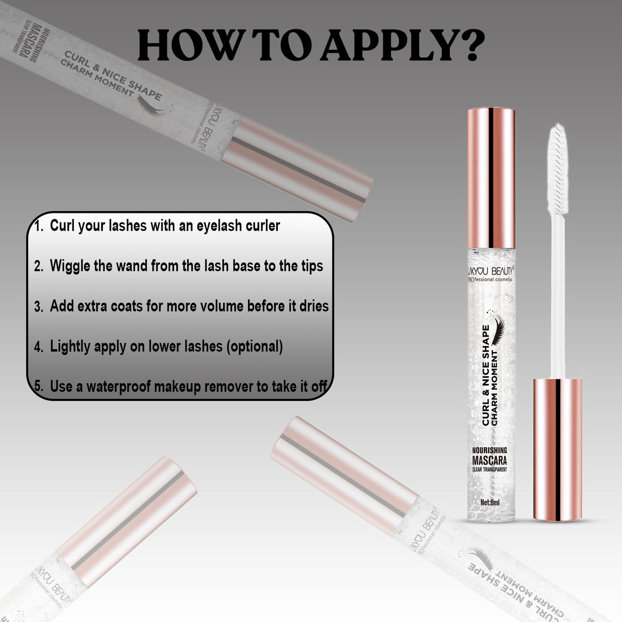 Lakyou Beauty Nourishing Mascara | Curl & Nice Shape | Long-Lasting | Smudge-Proof | Enriched Formula for Healthy Lashes | Pack Of 2