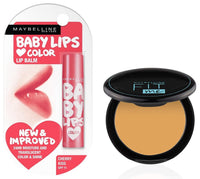 Maybelline New York Matte Compact Powder For All Skin Types, With Spf To Protect Skin From Sun, Absorbs Oil, Fit Me, 230 Natural Buff, 8G & New York Baby Lips Lip Balm, Cherry Kiss, 4 Gram,Beige